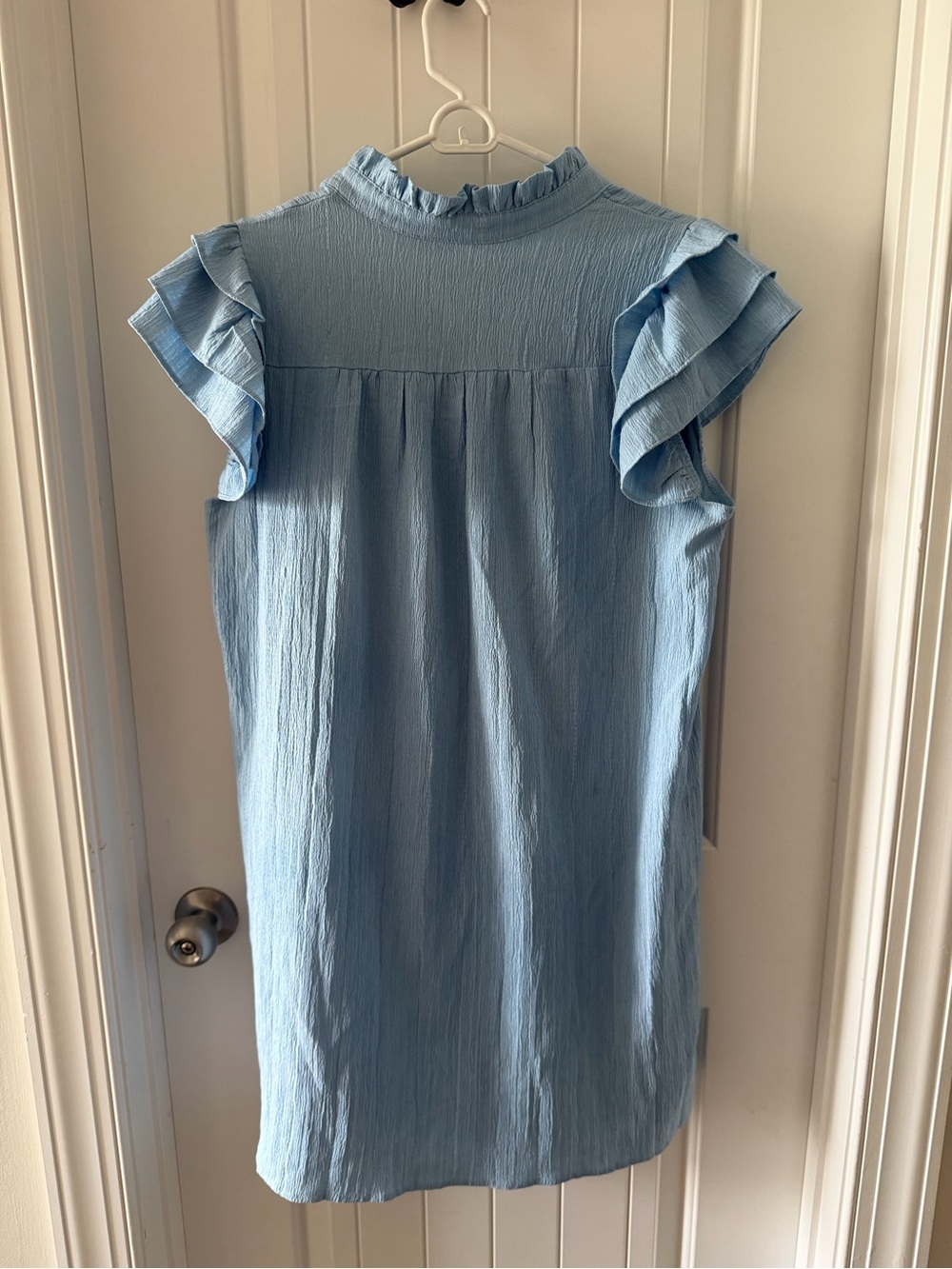 Sky Blue Ruffle Sleeve Mini Dress - Picture 2 of 2